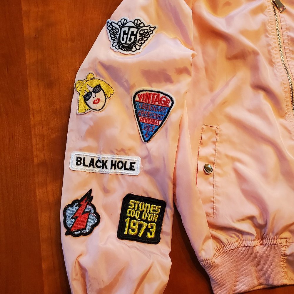Pink Bomber Patch Jacket - Picture 3 of 4